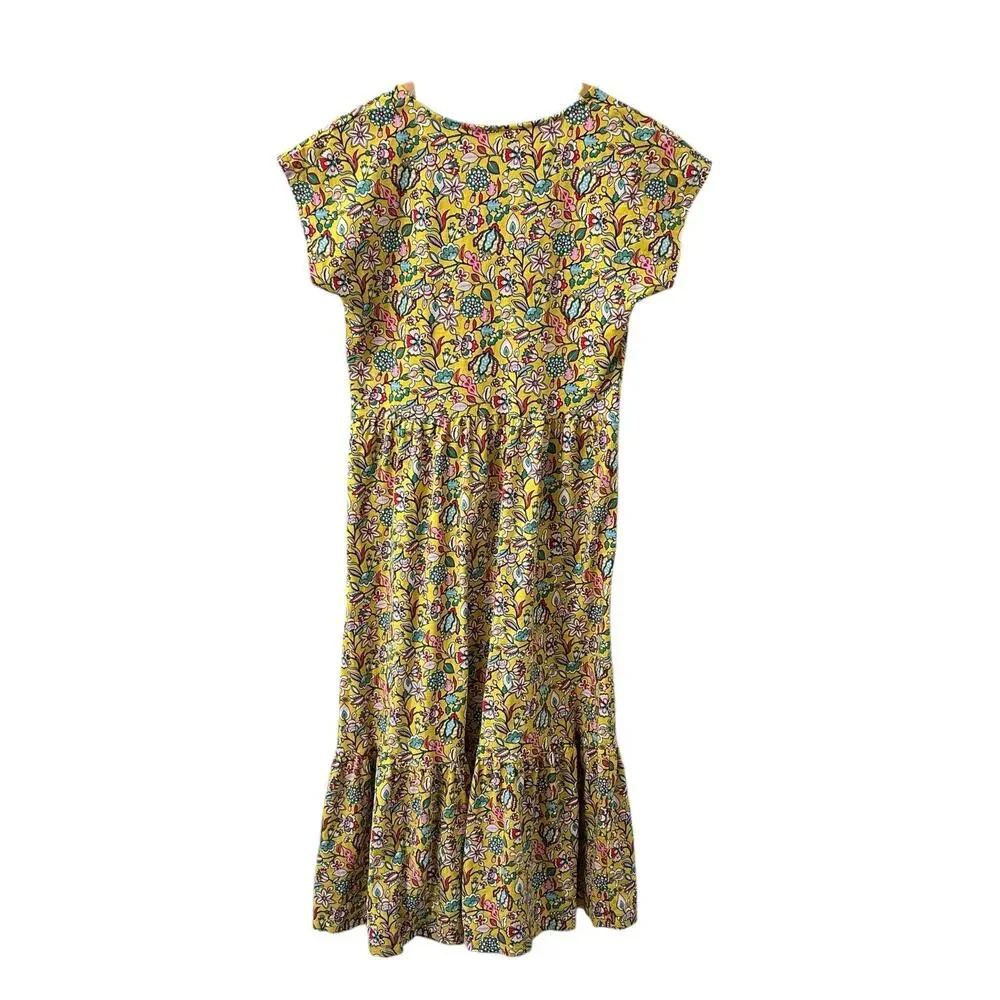 Boden Voop Cotton Tiered Dress Floral Yellow Women's Size UK 8R US 4R - Picture 8 of 12